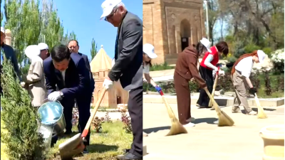 "Таза Қазақстан" акциясы аясында Қарахан баба, Айша бибі кесенелері аумағында тазалық жұмыстары 